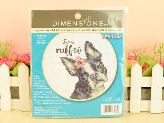 Набір із п'яльцями для вишивання нитками 72-76108 Собаче життя Ruff Life  DIMENSIONS