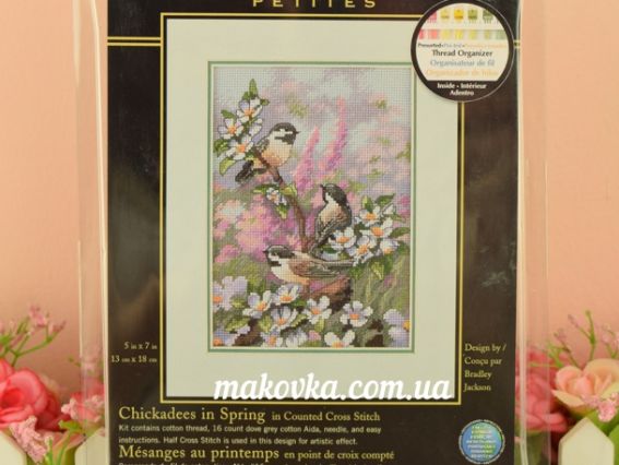 Набір для вишивання хрестиком Синички навесні Chickadees in Spring 6884 DIMENSIONS