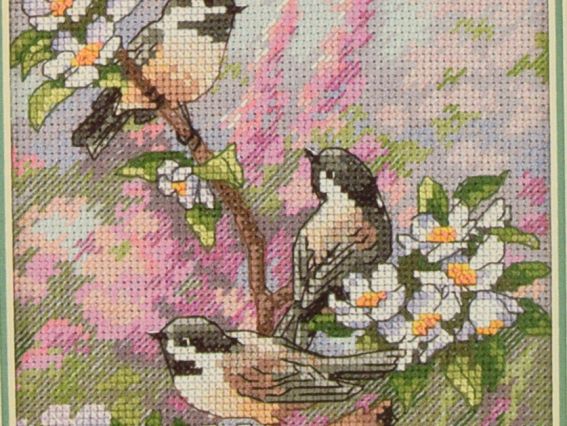 Набір для вишивання хрестиком Синички навесні Chickadees in Spring 6884 DIMENSIONS
