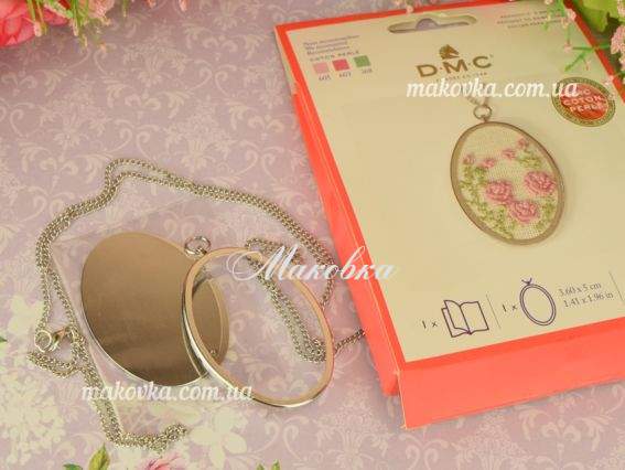 U2080 Кулон під вишивку овальний металевий з ланцюжком DMC