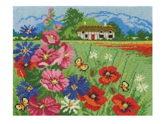 Летние луга BK1677, DMC вышивка нитками, с пяльцами