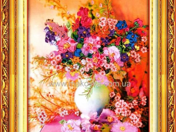 Вышивка лентами Витиеватый аромат С-0023 Dome Вышивка лентами Витиеватый аромат С-0023 Dome