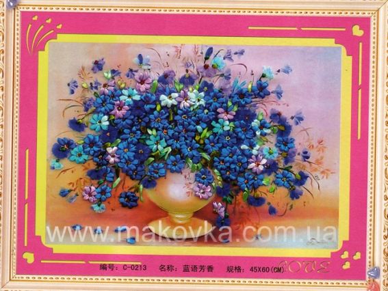 Вышивка лентами Синий букет, С-0213, Dome Вышивка лентами Синий букет, С-0213, Dome