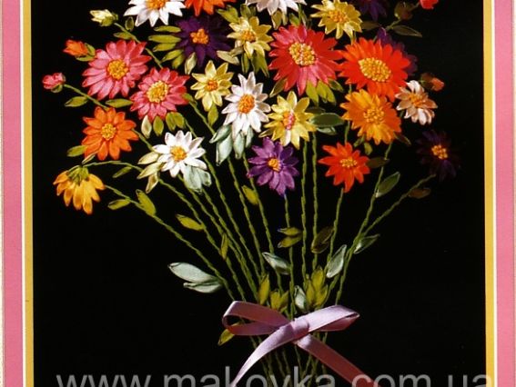 Вышивка лентами Яркий букет, Н-0010, Dome Вышивка лентами Яркий букет, Н-0010, Dome