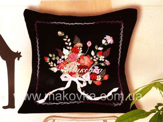 Вышивка подушки лентами Замечательный букет, А-0012, Dome Вышивка подушки лентами Замечательный букет, А-0012, Dome