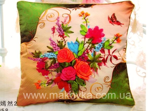 Вышивка подушки лентами Сладкий букет-3, А-0058, Dome Вышивка подушки лентами Сладкий букет-3, А-0058, Dome
