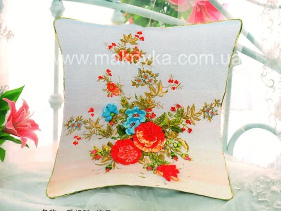 Вышивка подушки лентами Любовь, А-0088, Dome Вышивка подушки лентами Любовь, А-0088, Dome