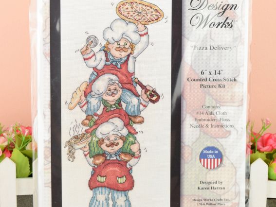 Набор для вышивания нитками dw2841 Pizza Delivery (Доставка пиццы) Design Works , США
