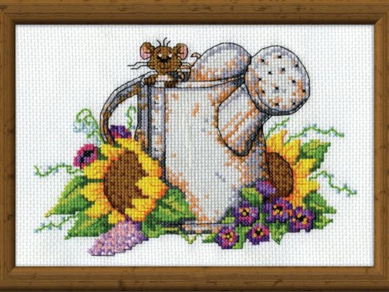2952 Watering Can Mouse (Лейка для мышки) Design Works, набор для вышивания 2952 Watering Can Mouse (Лейка для мышки) Design Works, набор для вышивания