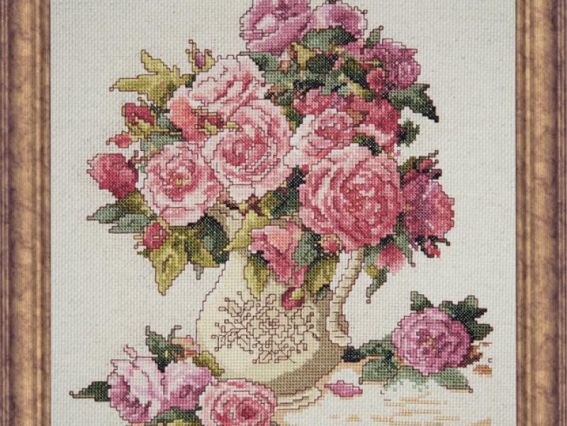 2724 China Roses (Китайские розы), Design Works, набор для вышивания 2724 China Roses (Китайские розы), Design Works, набор для вышивания