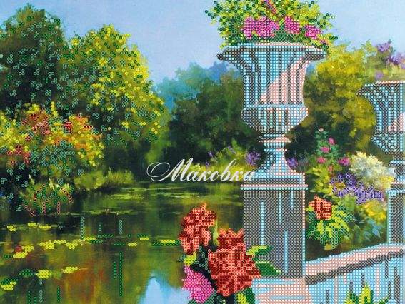 Схема (рисунок) на холсте Заброшенный пруд,  АС-171, Абрис Арт