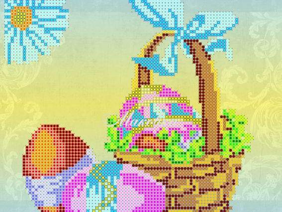 Схема (рисунок) на холсте Пасхальная корзинка, АС-026, Абрис Арт