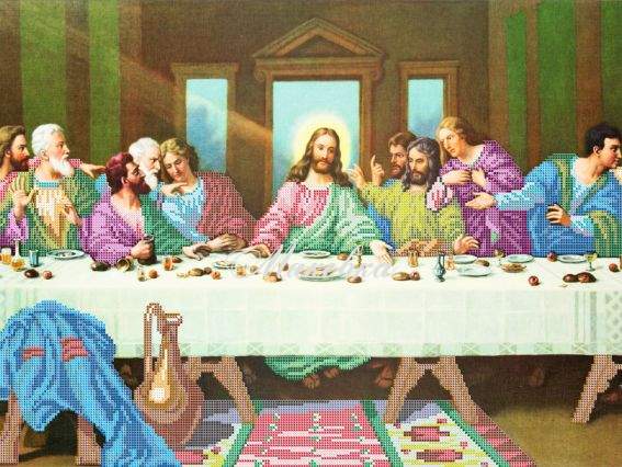 Рисунок на атласе под вышивку бисером Тайная вечеря, 40х80 см, А-510, Ангелика