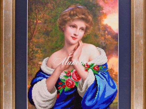 Рисунок на атласе под вышивку бісером Летняя роза, 30х40 см,  А-517, Ангелика