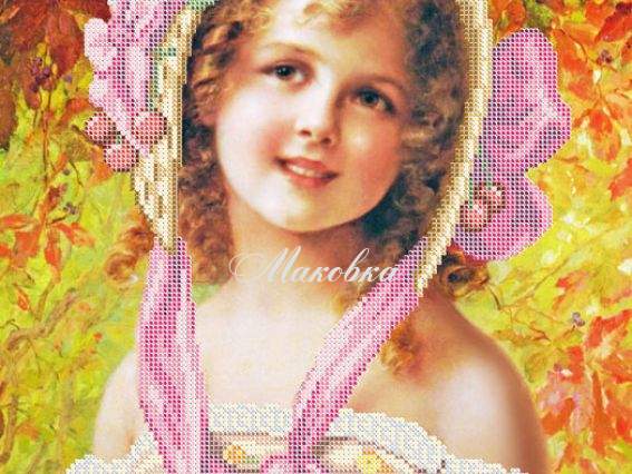 Рисунок на атласе под вышивку бісером Вишневая шляпка, 30х40 см,  А-508, Ангелика Рисунок на атласе под вышивку бісером Вишневая шляпка, 30х40 см,  А-508, Ангелика