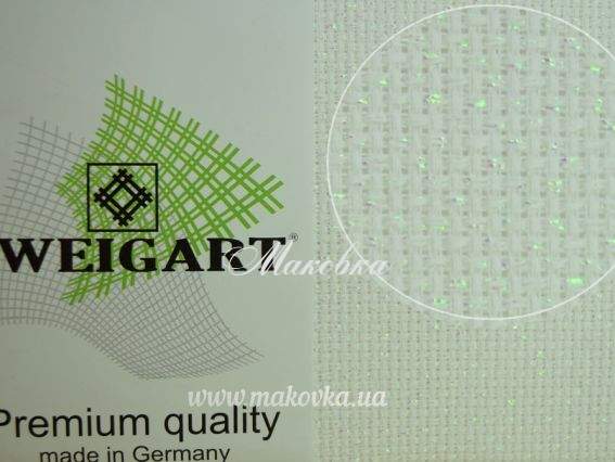 Канва Star-Aida 3706 (11) 14ct цколір 11 білий з райдужним люрексом  Zweigart відріз 36х34см