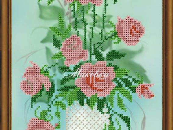 Рисунок на ткани Амфора. Букет роз 18х38, БИС 3200, Нова Слобода