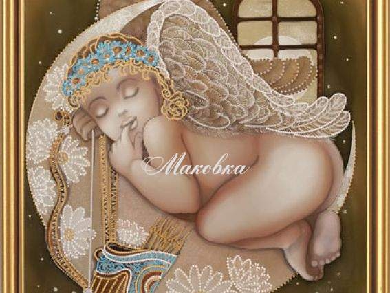 Рисунок на ткани Амурчик на ромашковой луне, 55х25 см, БИСР 1189, Нова Слобода