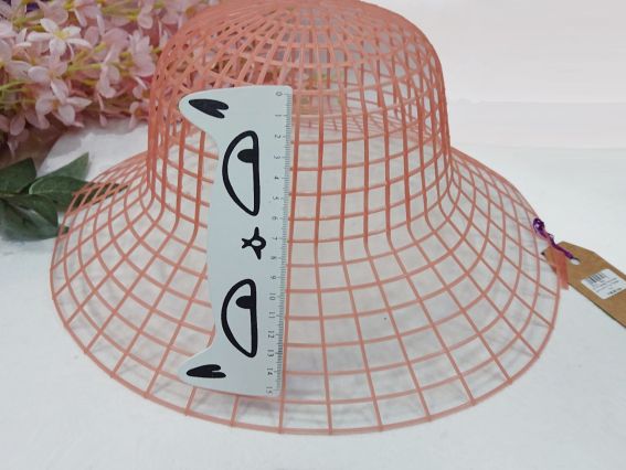 KP074 Капелюх Канва пластикова (каркас) рожево-персиковий