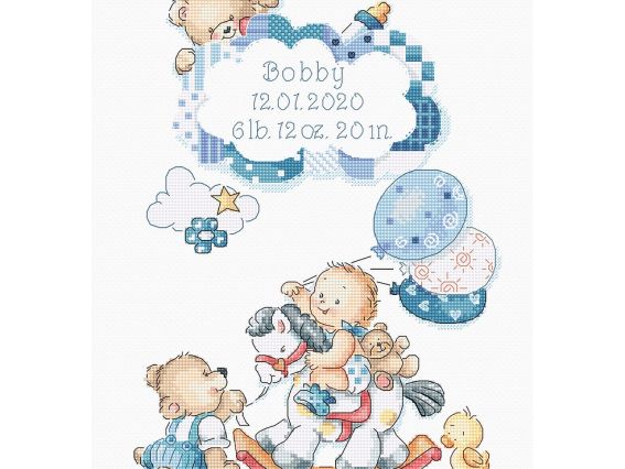 LETI 968 It's a boy! (метрика хлопчик) Letistitch набір для вишивання нитками LETI 968 It's a boy! (метрика хлопчик) Letistitch набір для вишивання нитками