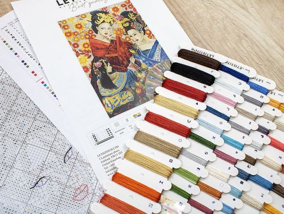 Набор для вышивания крестом LETI L8018 Geisha Song (песня гейши) Letistitch 