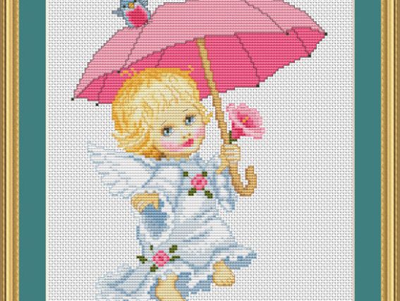 В192 Ангелочек с зонтиком В192 Ангелочек с зонтиком