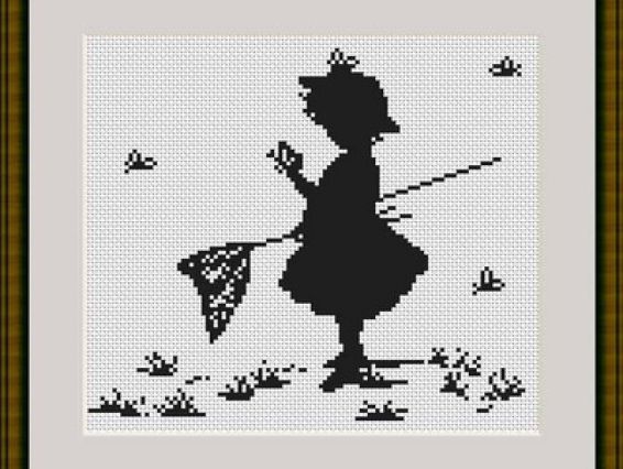 В287 Девочка с бабочкой, Лука-С набор для вышивания я нитками В287 Девочка с бабочкой, Лука-С набор для вышивания я нитками