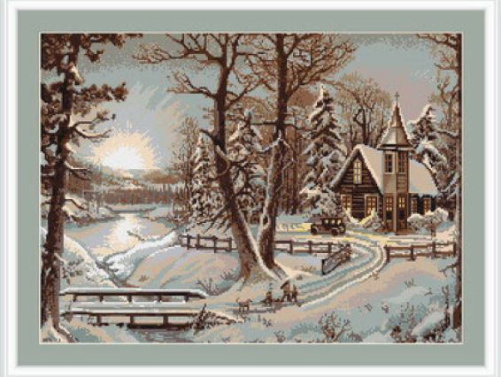 B321 Зимовий пейзаж Luca-S вишивка нитками B321 Зимовий пейзаж Luca-S вишивка нитками