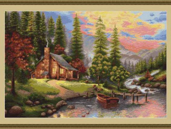 B451 Гірський краєвид вишивка нитками  Luca-S B451 Гірський краєвид вишивка нитками  Luca-S