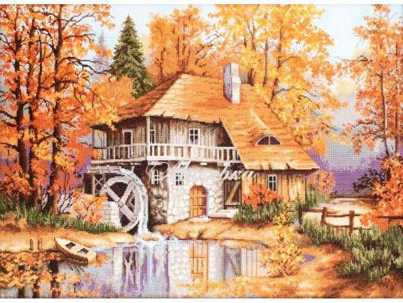 B481 Осінній пейзаж Luca-S вышивка нитками  B481 Осінній пейзаж Luca-S вышивка нитками 
