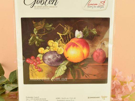 Набір для вишивання гобелен G593 Натюрморт (слива, персик, виноград), GOBLEN Luca-s 