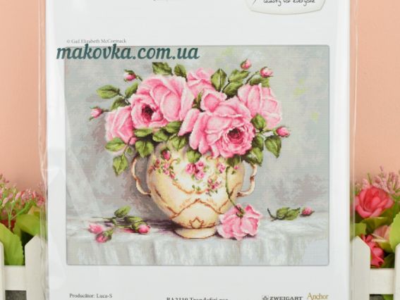 Набір для вишивання хрестиком на канві BА2319 (Аїда 16) Рожеві троянди, Luca-S