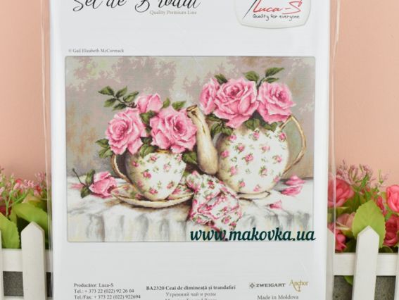 Набір для вишивання хрестиком на канві BА2320 (Аїда 16) Ранковий чай та троянди, Luca-S