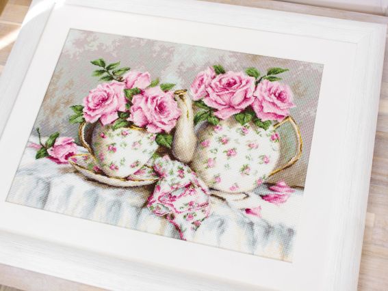 Набір для вишивання хрестиком на канві BА2320 (Аїда 16) Ранковий чай та троянди, Luca-S