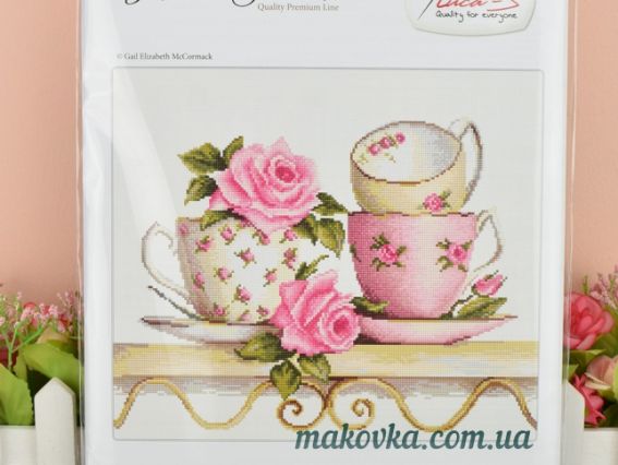 Набор для вышивания крестом на канве (аида 18) BА2327 Чайные чашки с розами, Luca-S 