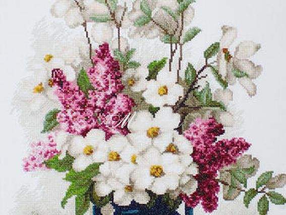 B514 Сирень с жасмином, Luca-S набор для вышивания нитками B514 Сирень с жасмином, Luca-S набор для вышивания нитками