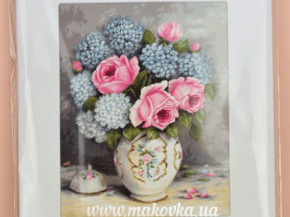 BА2322 Троянди та гортензії, Luca-S набір для вишивання хрестом на канві аїда 16