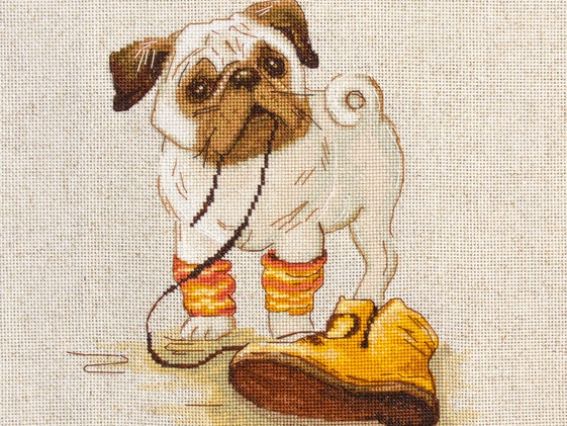 B1122 Мопс, Luca-S, вишивка нитками