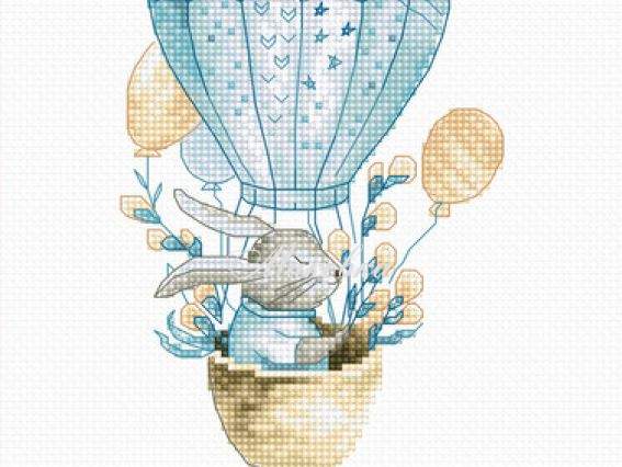 B1150 Кролик на воздушном шаре, метрика, Luca-S, вышивка нитками B1150 Кролик на воздушном шаре, метрика, Luca-S, вышивка нитками