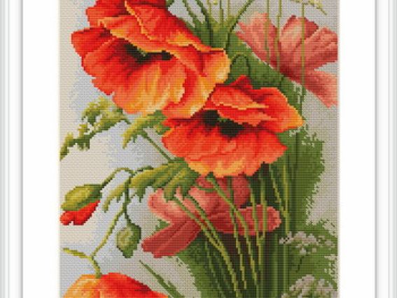 Набір для вишивання хрестом B213 Червоні маки, Лука-С