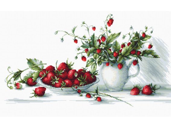 B2277 Натюрморт з полуницею та суницею, Luca-S вишивка нитками B2277 Натюрморт з полуницею та суницею, Luca-S вишивка нитками
