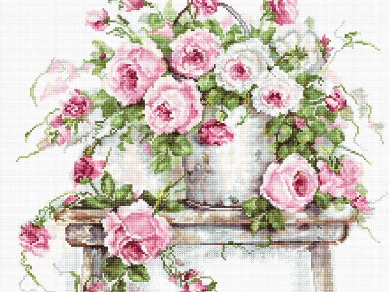 Набір для вишивання на канві Belana 20 ct B2331 Троянди на табуреті, Luca-S