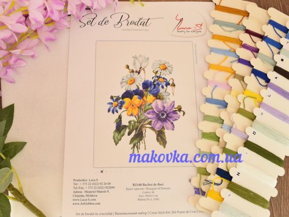 Набір для вишивання нитками на канві belana 20 B2348 Букет квітів, Luca-S