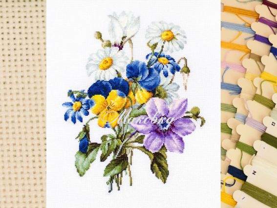 B2348 Букет квітів (belana 20), Luca-S вишивка нитками B2348 Букет квітів (belana 20), Luca-S вишивка нитками