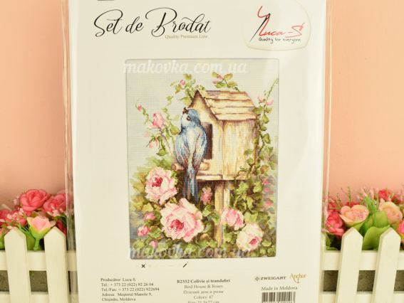 Набір для вишивання хрестиком B2352 Пташиний будинок та троянди Luca-S