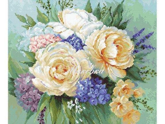 B2370 Квітковий букет, Luca-S набір для вишивання нитками B2370 Квітковий букет, Luca-S набір для вишивання нитками