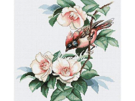 B299 Пташка в квітах, Luca-S вишивка нитками B299 Пташка в квітах, Luca-S вишивка нитками
