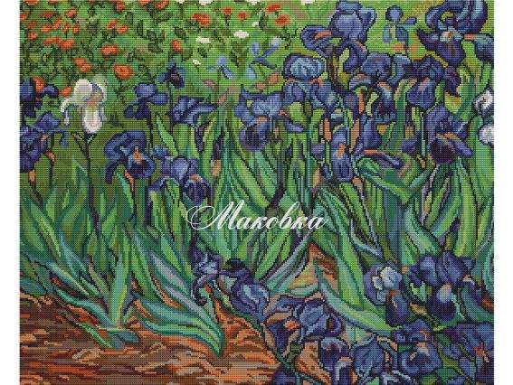 B444 Іриси Ван-Гога, Luca-S, вишивка нитками B444 Іриси Ван-Гога, Luca-S, вишивка нитками