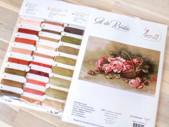 Набір для вишивання хрестиком B483 Кошик із трояндами Лука-С