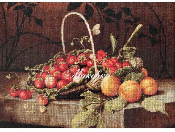 B487 Кошик із полуницею, Luca-S вишивка нитками B487 Кошик із полуницею, Luca-S вишивка нитками